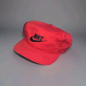 Vintage Nike Snapback Hat Red Black Swoosh 90s Green Brim Adjustable Cap